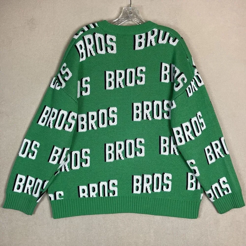Neoity Sweater Mens One Size Green Bros‎ Bros Bros Knit Crewneck Pullover Adult